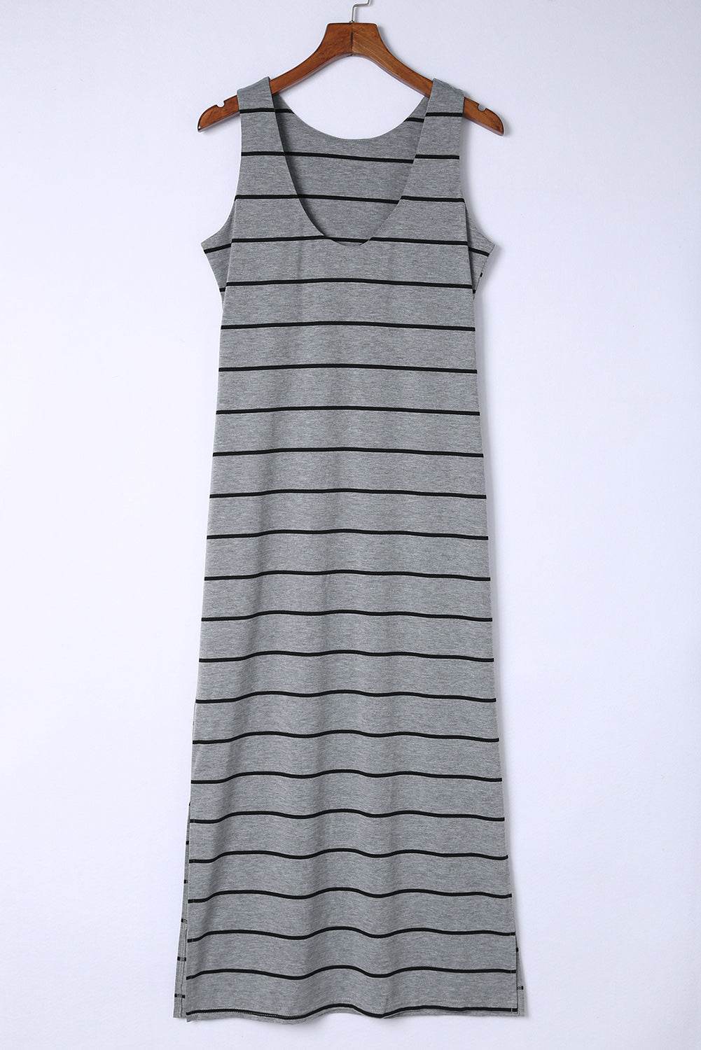 Striped Slit Sleeveless Maxi Dress Charcoal Trendsi cc87f7255c8a44d4923f8ef62e250cca-Max