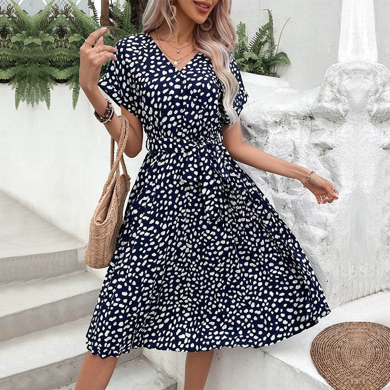 Perfee Printed Tie Waist A-Line Dress Dark Blue S Trendsi ccb78636e3834ea7b99a86921e7620c1-Max