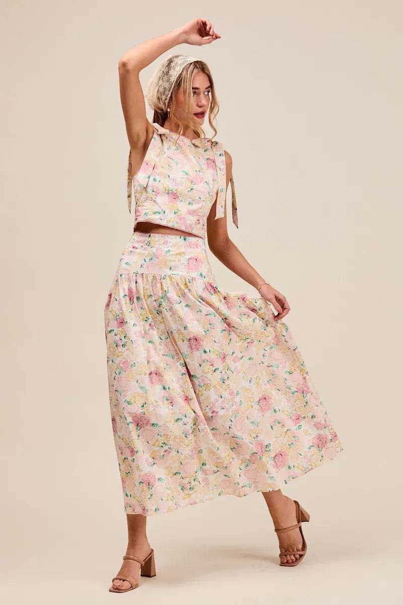 SO ME Floral Printed Woven Shoulder Bow Tie Top and Skirt Set Trendsi ccba487d19d647eca384dc9374f49723-Max-Origin