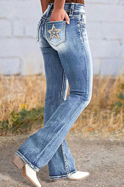 Star Embroidered Bootcut Jeans Trendsi ccf0acf1-9d9e-46cd-ac82-b30af5fd868b-Max