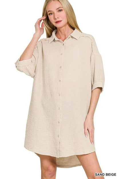 Zenana Washed Double Gauze Button Down Shirt Dress Trendsi cd2e8fed042e4eae80bc3692959046ef-Max-Origin