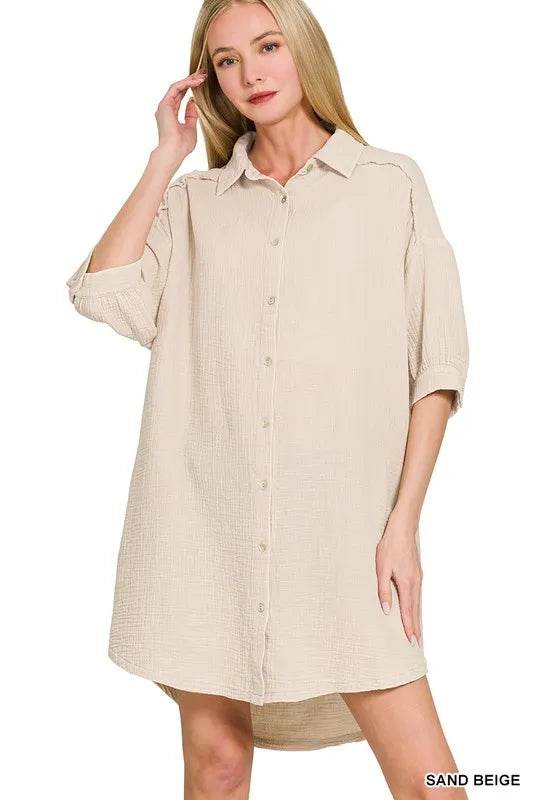 Zenana Washed Double Gauze Button Down Shirt Dress Trendsi cd2e8fed042e4eae80bc3692959046ef-Max-Origin