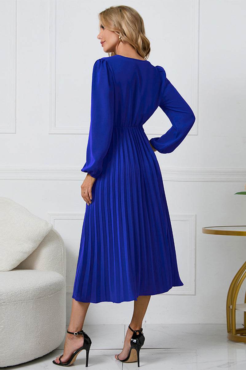 V-Neck Long Sleeve Tie Waist Midi Dress Trendsi cd35d31c2db54a5999368d110bf72d9a-Max