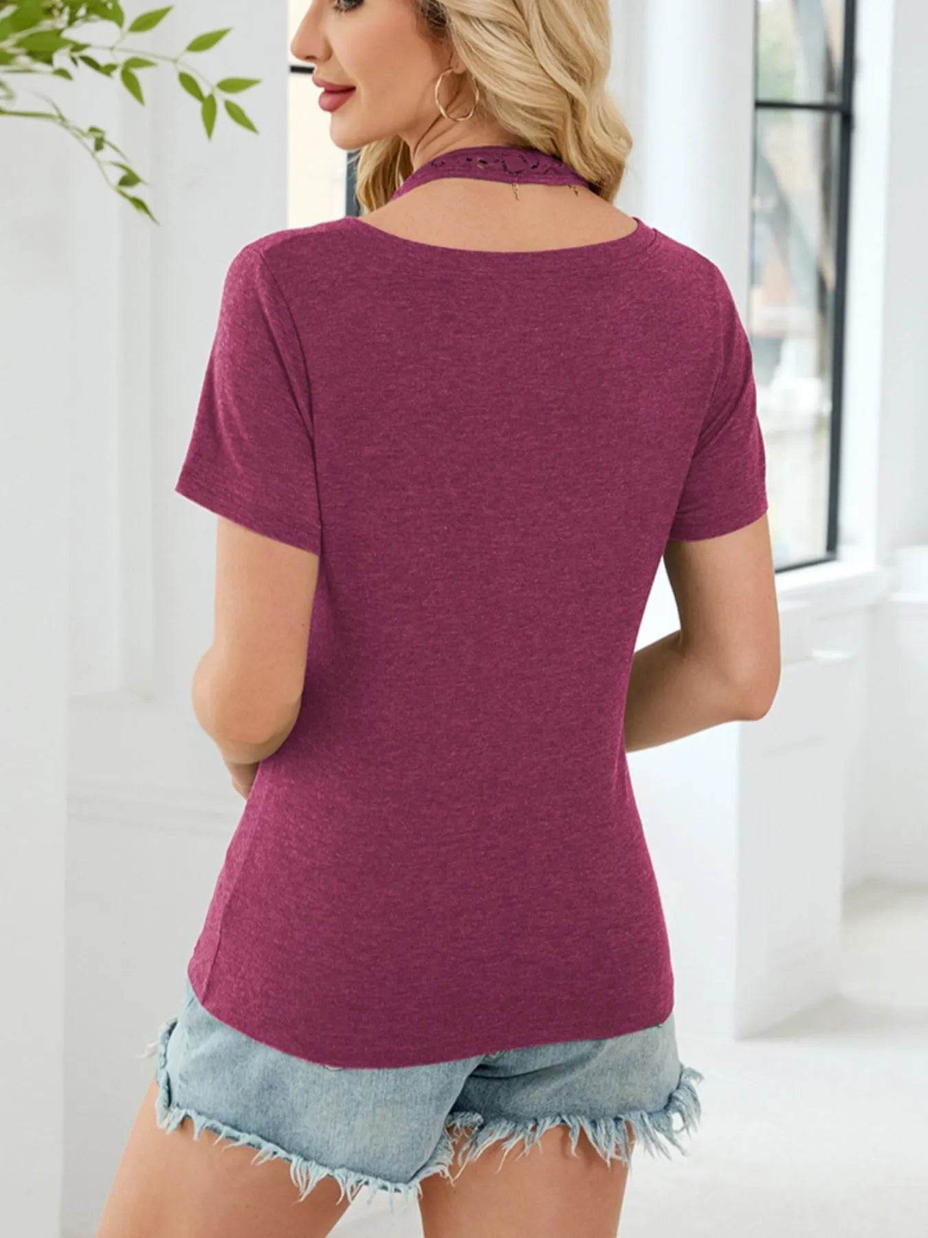 Lace Detail Short Sleeve T-Shirt Trendsi cd68a013-0836-4959-816c-c4b55def4484-Max-Origin