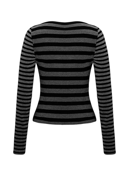 Striped Long Sleeve Contrast T-Shirt Trendsi cd788358531e4c57a0a8bc4f804008db-Max-Origin