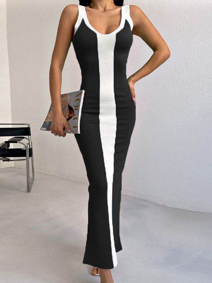 Contrast Wide Strap Slit Midi Dress Black Trendsi cd7d8d3afc904c4eb97ce49b65836ae2-Max