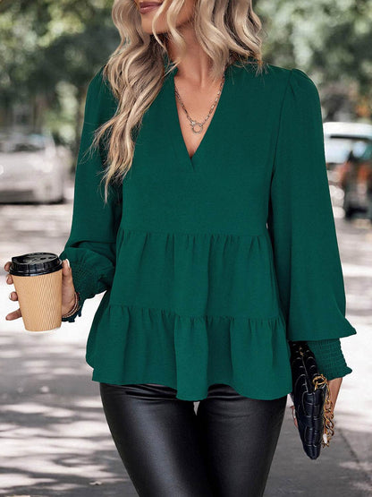 Perfee Notched Neck Lantern Sleeve Blouse Trendsi cdc0aead36b54f25b40ab6849c459ab0-Max
