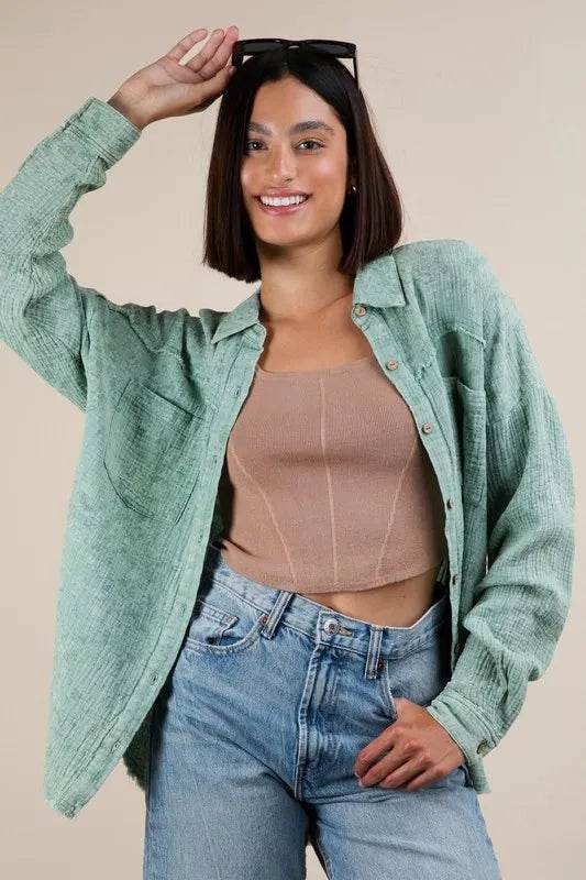 VERY J Mineral Washed Gauze Button Down Shirt Sage Trendsi cdd89a5c1a784493b8ec6b6e747dcb49-Max-Origin
