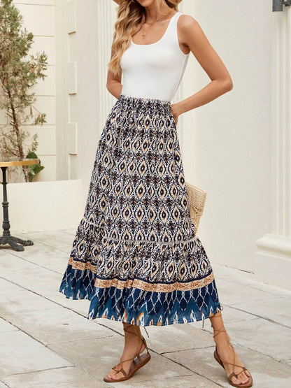 Bohemian Printed Ruched Maxi Skirt Trendsi ce0582de-417c-458e-a5e2-9010ecebee64-Max-Origin