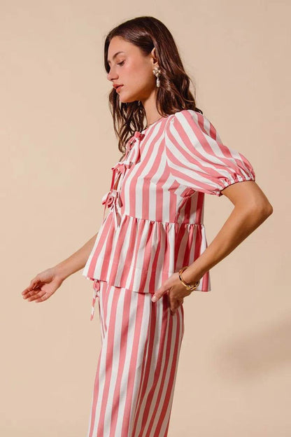 SO ME Front Tie Stripe Top With Puff Sleeves and Wide Leg Pants Set Trendsi ce1e749db1a54e31ac7b59f214aa1c71-Max-Origin
