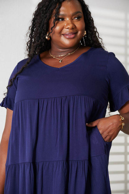 Mandy V-Neck Flounce Sleeve Tiered Dress Trendsi ce23a6f14b194229b3e4ef1984ec3469-Max