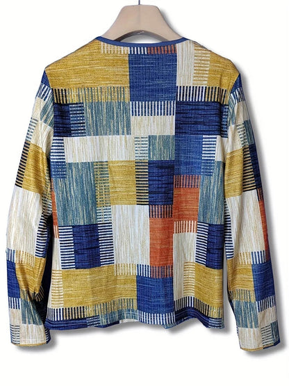 Color Block Zip Front Long Sleeve Top Trendsi ce42e0ccbe4f4506be0825c40527fbc9-Max-Origin