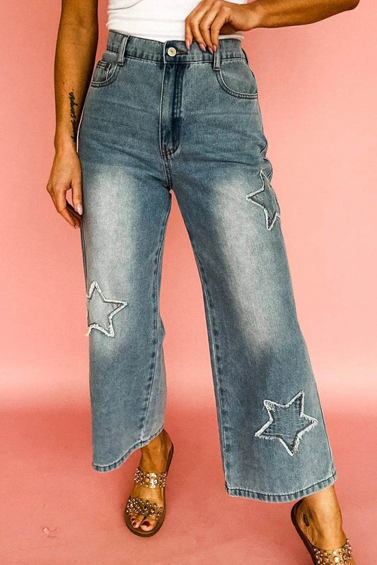 Star Embroidered High Waist Wide Leg Jeans Medium Trendsi ce6109f2-71fb-4897-9cc5-2e3022e2fed5-Max-Origin