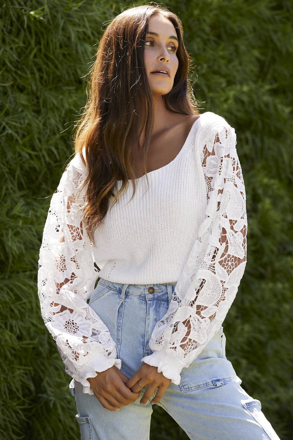 Ribbed Lace Trim Flounce Sleeve Knit Top White Trendsi ce66f53b0def4871aaf8d1abc25a1685-Max