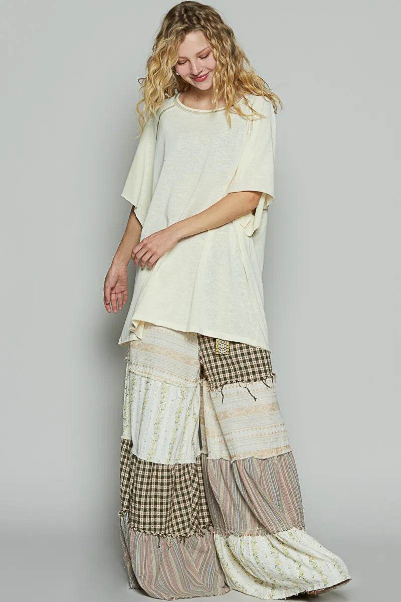 POL Contrast Stitching Half Sleeve Oversized T-Shirt Trendsi ce9b330c-1160-4845-8041-8625546271ca-Max-Origin