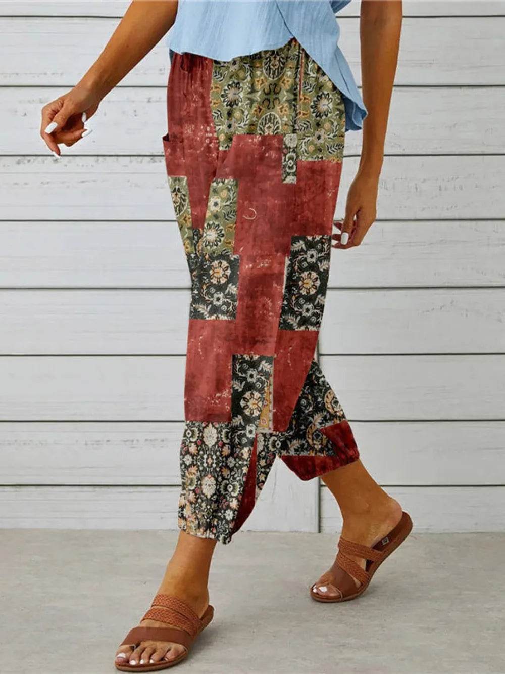 Printed Tied Cropped Pants Trendsi cebe1ee6757a4a1fb6a3cb33d3d82dd3-Max