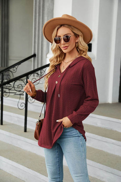 Long Sleeve Hooded Blouse Trendsi cec7042303b847e6836b6322f9dd30f9-Max