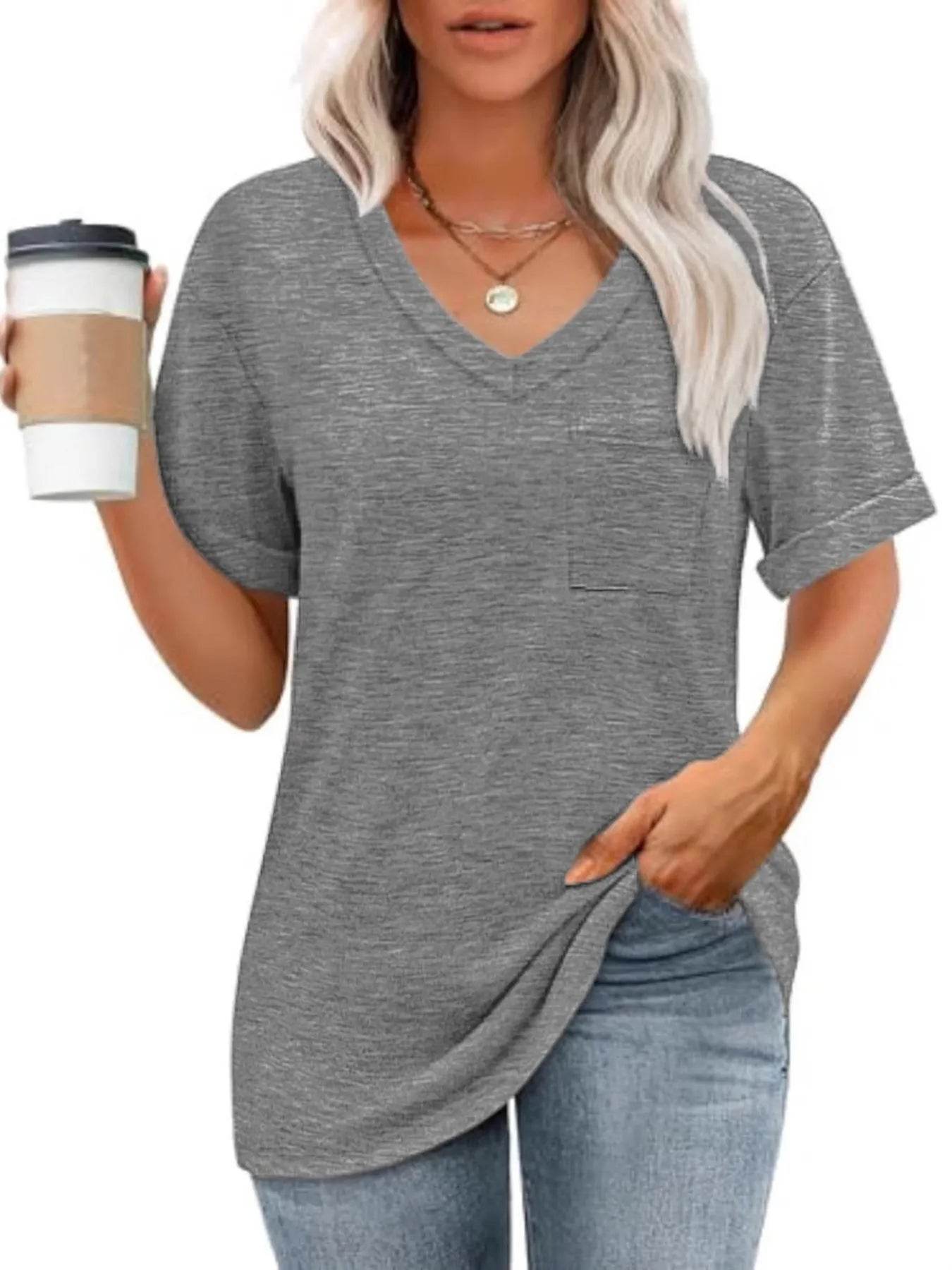 V-Neck Pocket T-Shirt Trendsi ceeac5dcfa5e481cbc55569d81a40e8e-Max-Origin