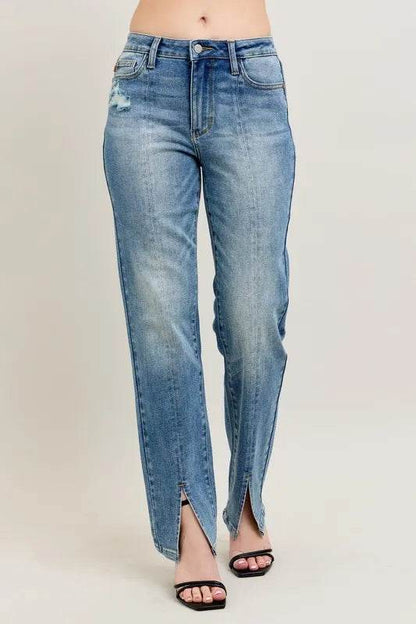 Judy Blue Full Size High Waist Vintage Wash Front Seam & Slit Straight Plus Size MD Trendsi cf354377bd334fd2822db4693eb9c8be-Max-Origin