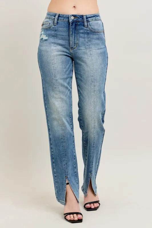Judy Blue Full Size High Waist Vintage Wash Front Seam & Slit Straight Plus Size MD Trendsi cf354377bd334fd2822db4693eb9c8be-Max-Origin