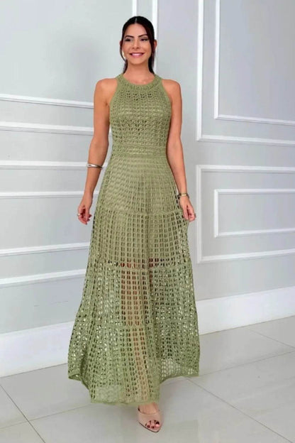 Hollowed-Out Sleeveless Maxi Dress Matcha Green Trendsi cf3ba8da-0de5-4a61-90c4-827c6d2c2afd-Max
