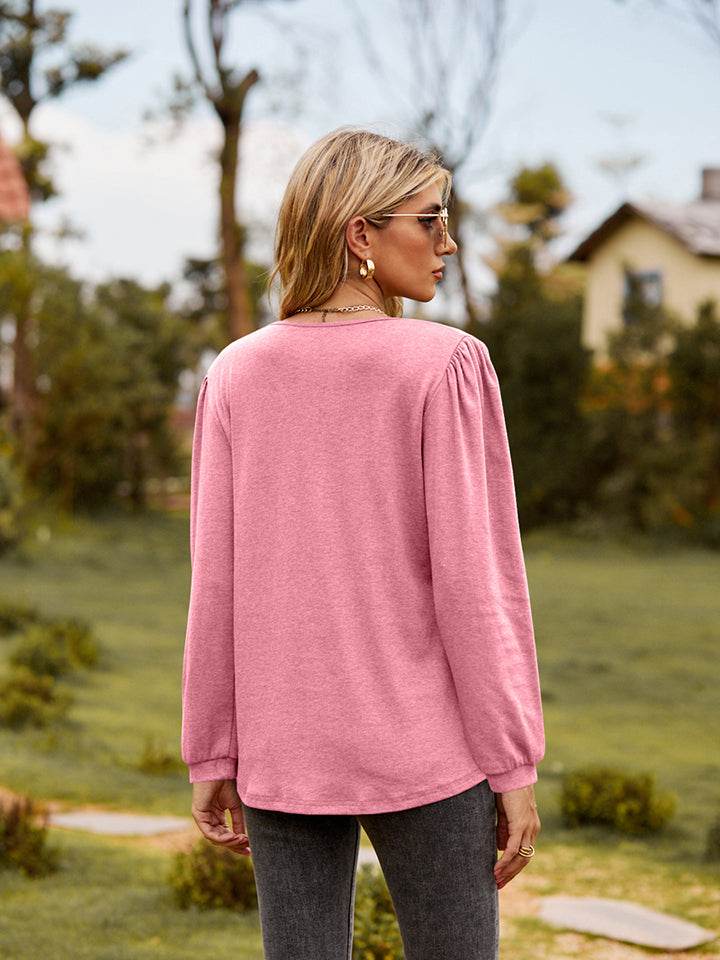Puff Sleeve Ruffle Trim Blouse Trendsi cf4d995e273e4ebf97a706dd761712bb-Max
