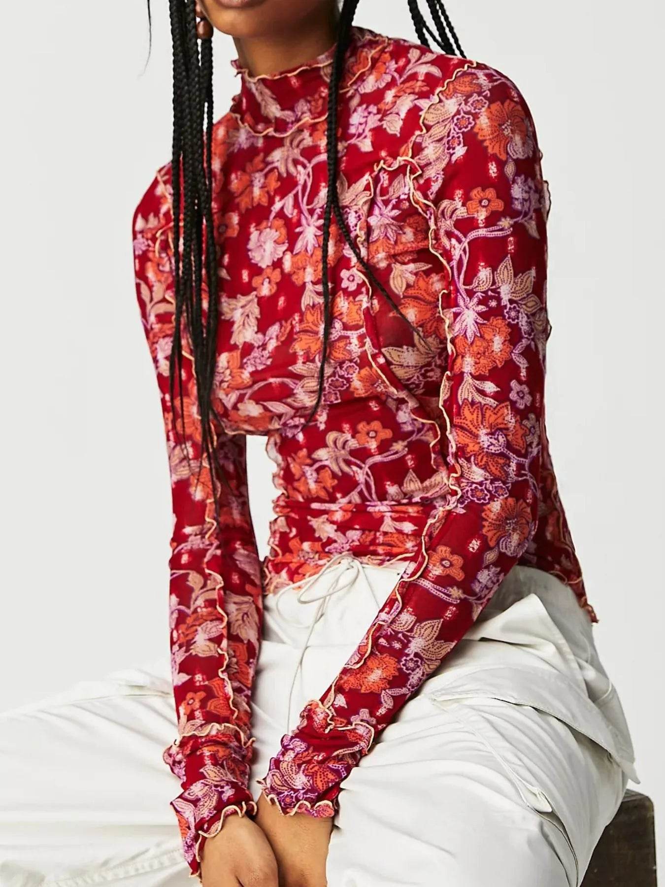 Floral Print Mock Neck Long Sleeve Top Floral Trendsi cf5310fa-0431-4056-b531-066592055290-Max-Origin