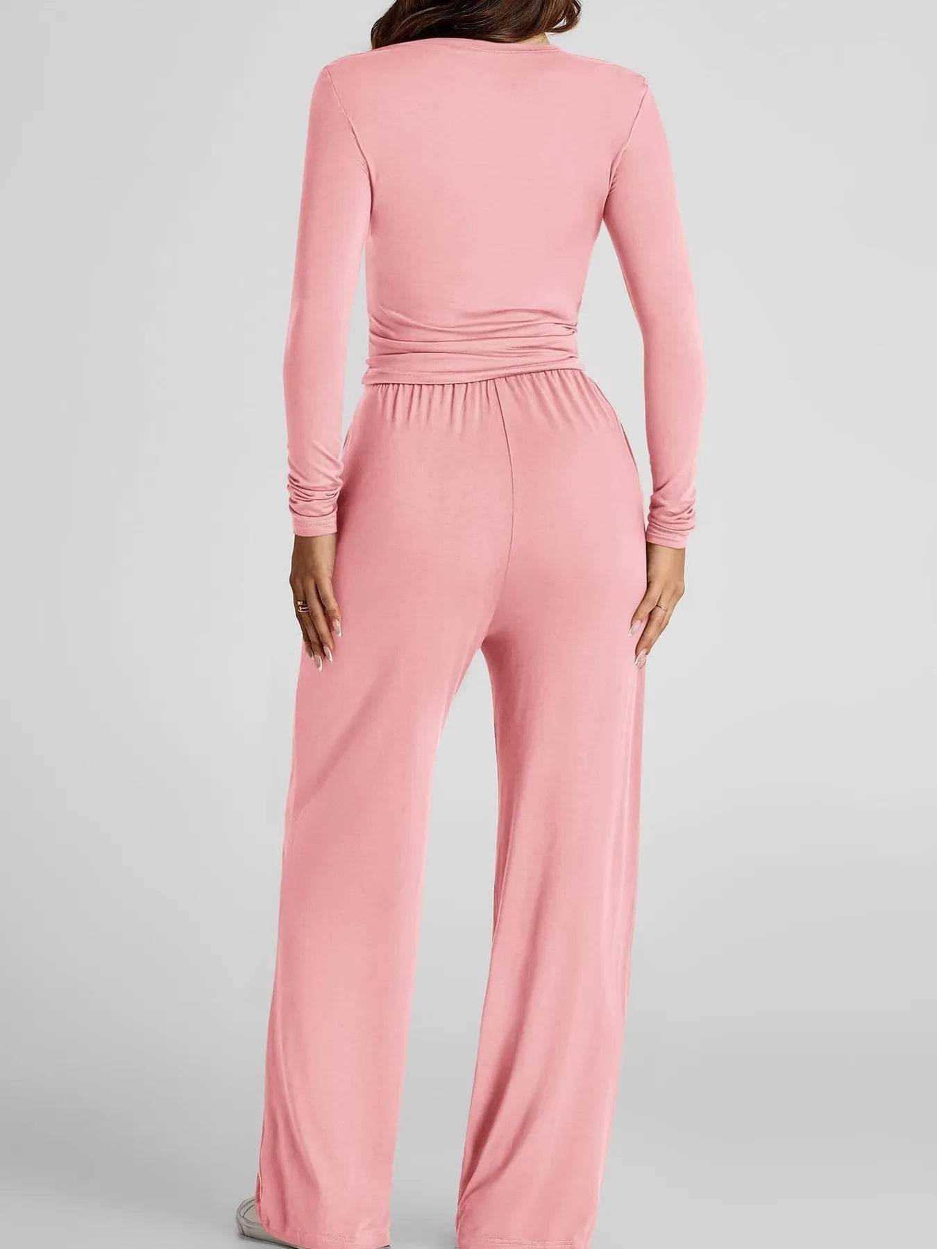 Round Neck Long Sleeve Top and Pants Set Trendsi cf5bdc6bb30340fa842433929920f662-Max-Origin