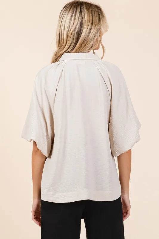 Mittoshop Airflow Short Bubble Sleeve Button Down Shirt Trendsi cf86d49b-5806-4362-bda4-31c6eafa9109-Max