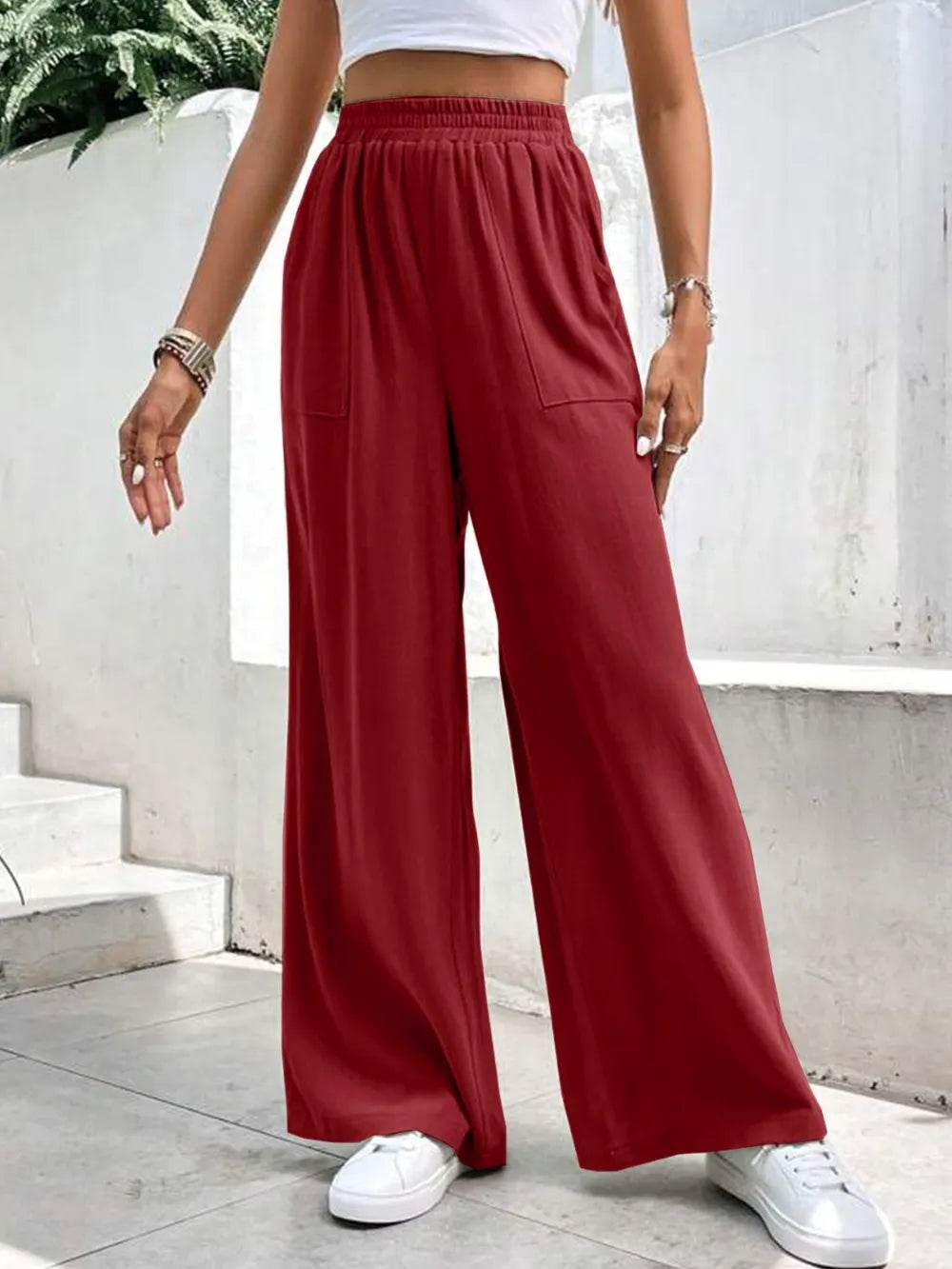 High Waist Wide Leg Pants with Pockets Burgundy Trendsi cfbf089f-d96e-4d6f-a404-ed3db4d1b8c4-Max
