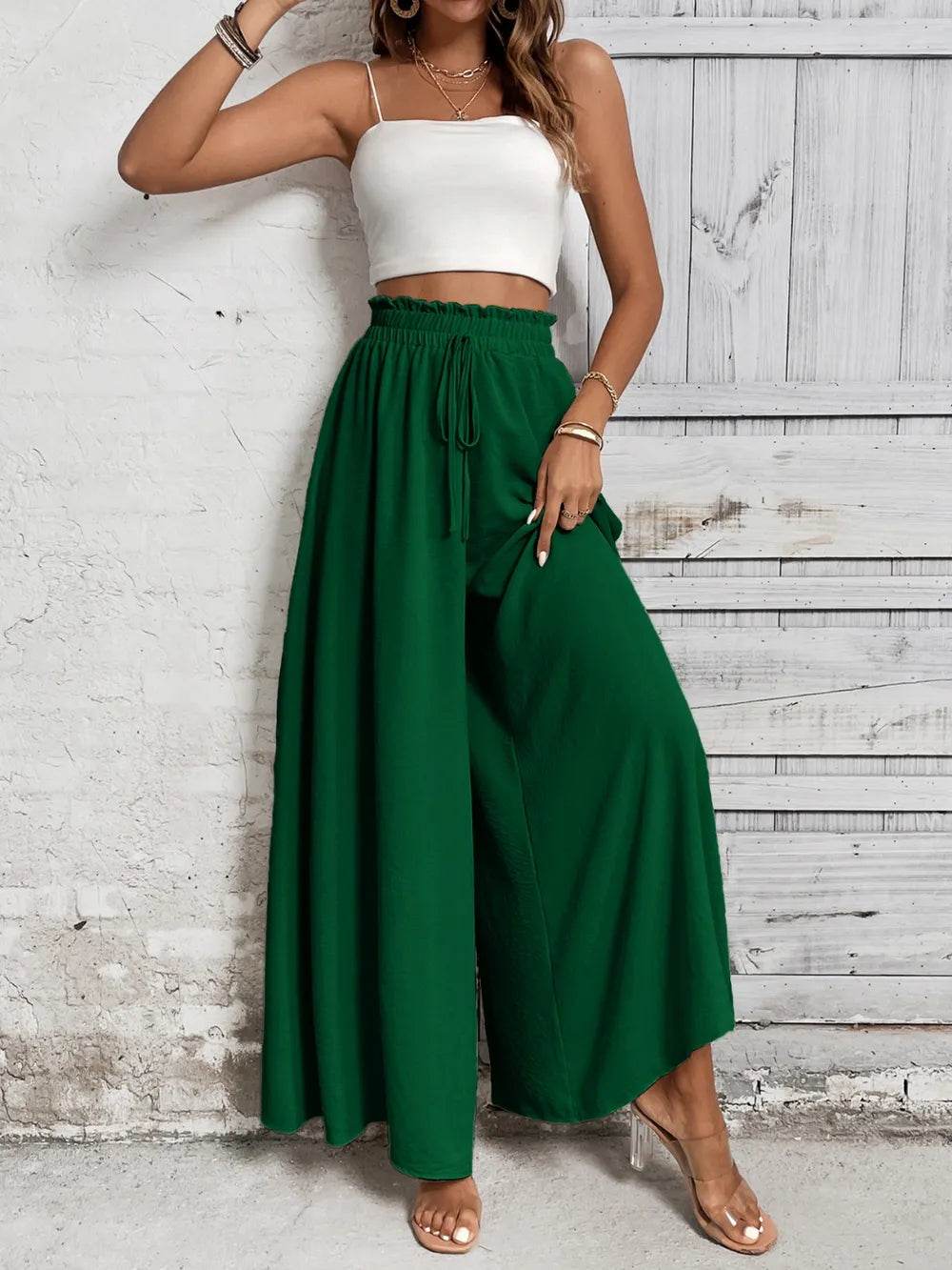Honey Tied High Waist Wide Leg Pants Dark Green Trendsi cfdb6228-ab9b-4c5b-8e23-6ce99e1d5784-Max