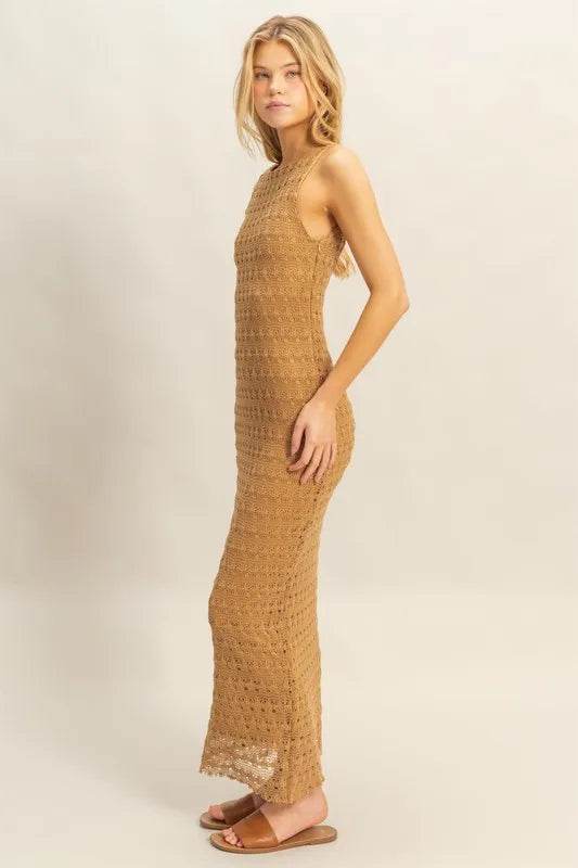 HYFVE Sleeveless Crochet Open Back Maxi Dress Trendsi d02ebc2f0555492b88a40d495696db3b-Max-Origin