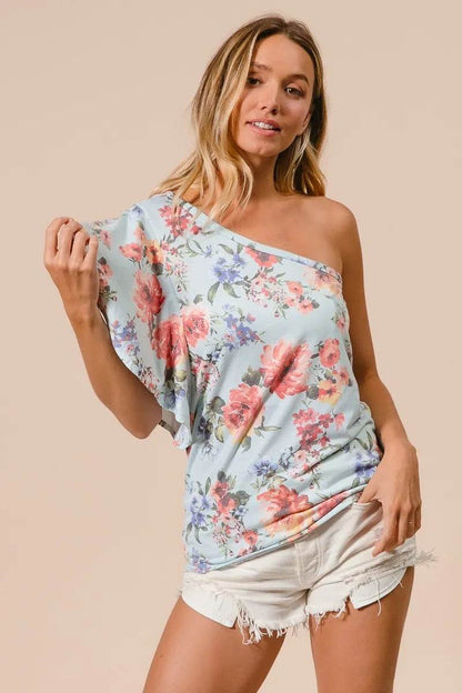 BiBi Floral Printed Jersey Knit Ruffle Sleeve Top Trendsi d032679273a44c9093cbed24e7de48e8-Max-Origin