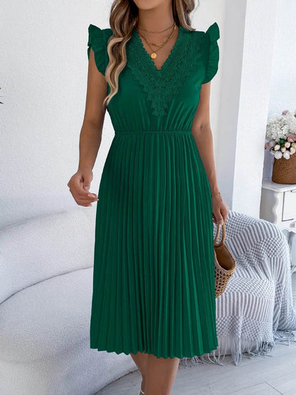 Lace Detail Ruffled Cap Sleeve Pleated Dress Trendsi d034fe32-e173-4f2f-9944-1a1e70219f0c-Max-Origin