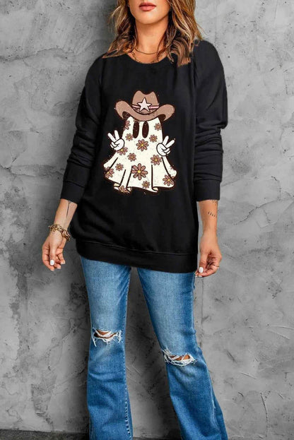 Ghost Round Neck Long Sleeve Sweatshirt Trendsi d03f3511-e863-41f2-9554-6535a1e769a6-Max