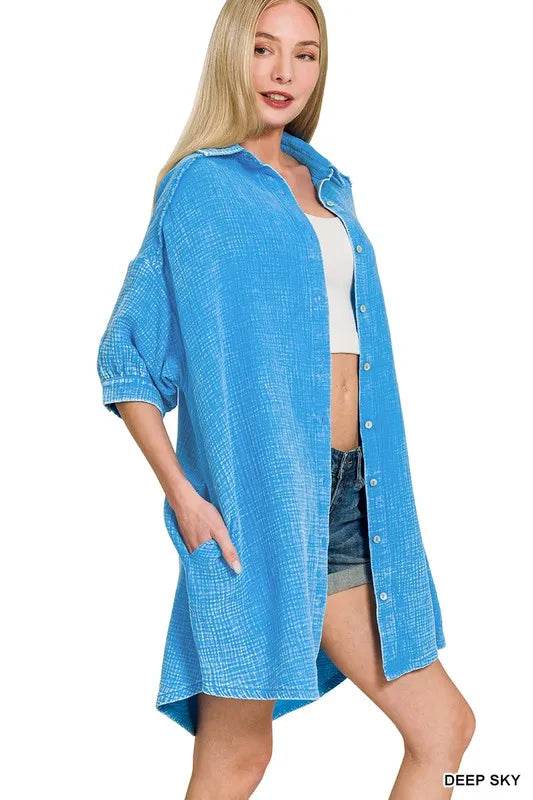 Zenana Washed Double Gauze Button Down Shirt Dress Trendsi d040167e923144ebbf4316ea815c97ba-Max-Origin