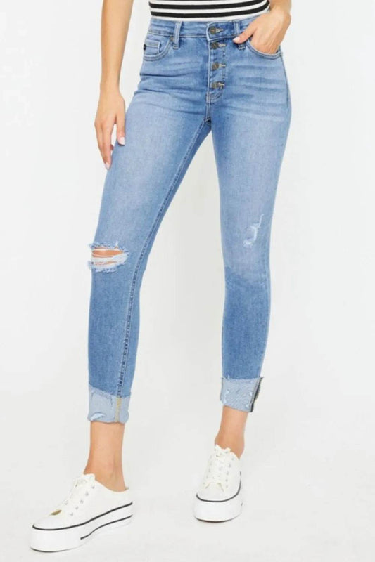 Kancan Distressed Cat's Whiskers Button Fly Jeans LIGHT Trendsi d05c8f89-7487-43a5-af5f-909466fa8395-Max