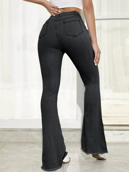 Raw Hem High Waist Flare Jeans Trendsi d07c8271-f85e-4b23-b786-db258861b8b1-Max