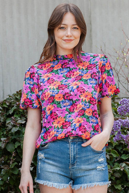 Floral Print Puff Sleeve Round Neck Blouse Floral Trendsi d0b7e8a322ca4599b5e2e09e2f0a7d92-Max