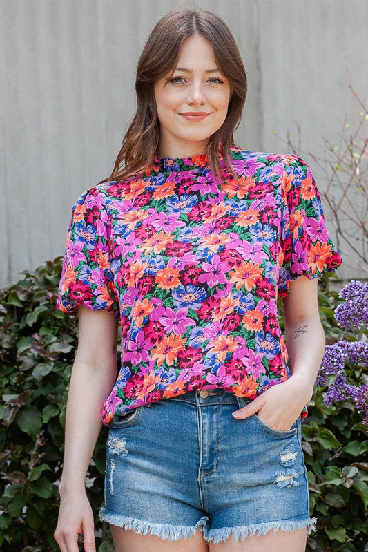 Floral Print Puff Sleeve Round Neck Blouse Floral Trendsi d0b7e8a322ca4599b5e2e09e2f0a7d92-Max