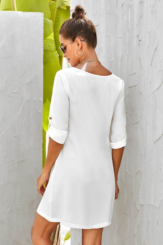 Buttoned V-Neck Dress Trendsi d0e1ab7be75f47fd8d0db69ba924ce9b-Max