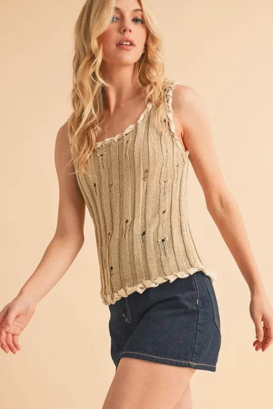 Aemi+Co Distressed Detail Round Neck Knit Tank Trendsi d0f2094749c3447b93ea270e530816f6-Max-Origin