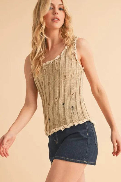 Aemi+Co Distressed Detail Round Neck Knit Tank Trendsi d0f2094749c3447b93ea270e530816f6-Max-Origin
