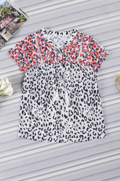 Leopard Tassel Tie Short Sleeve Top Trendsi d1206335c96a4c819602835752a3c0f8-Max
