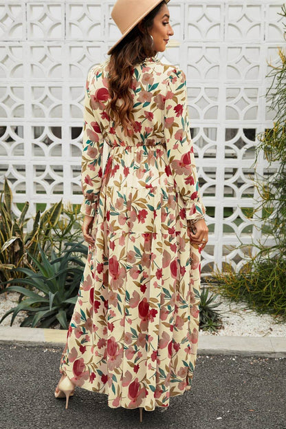 Floral Frill Trim Flounce Sleeve Plunge Maxi Dress Trendsi d12b6180759445c8bbbfa2dfd3b08f97-Max