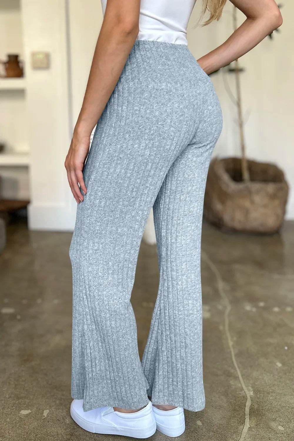FAM-FAM Ribbed High Waist Flare Pants Trendsi d16b377d-2f73-4ab6-b422-b9a69c0ebe30-Max