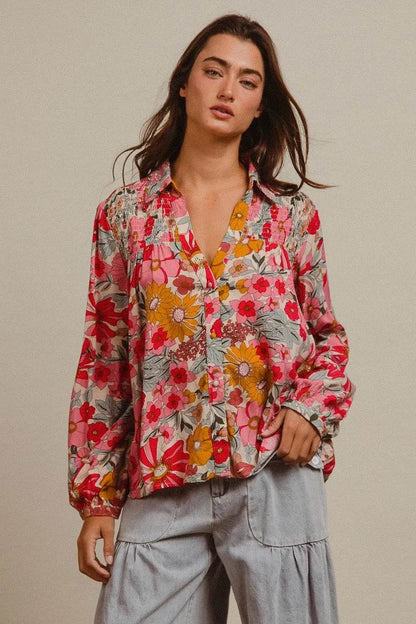 BiBi Woven Floral Printed Shirt Top Trendsi d192ada3845341c8917e90951737b678-Max-Origin