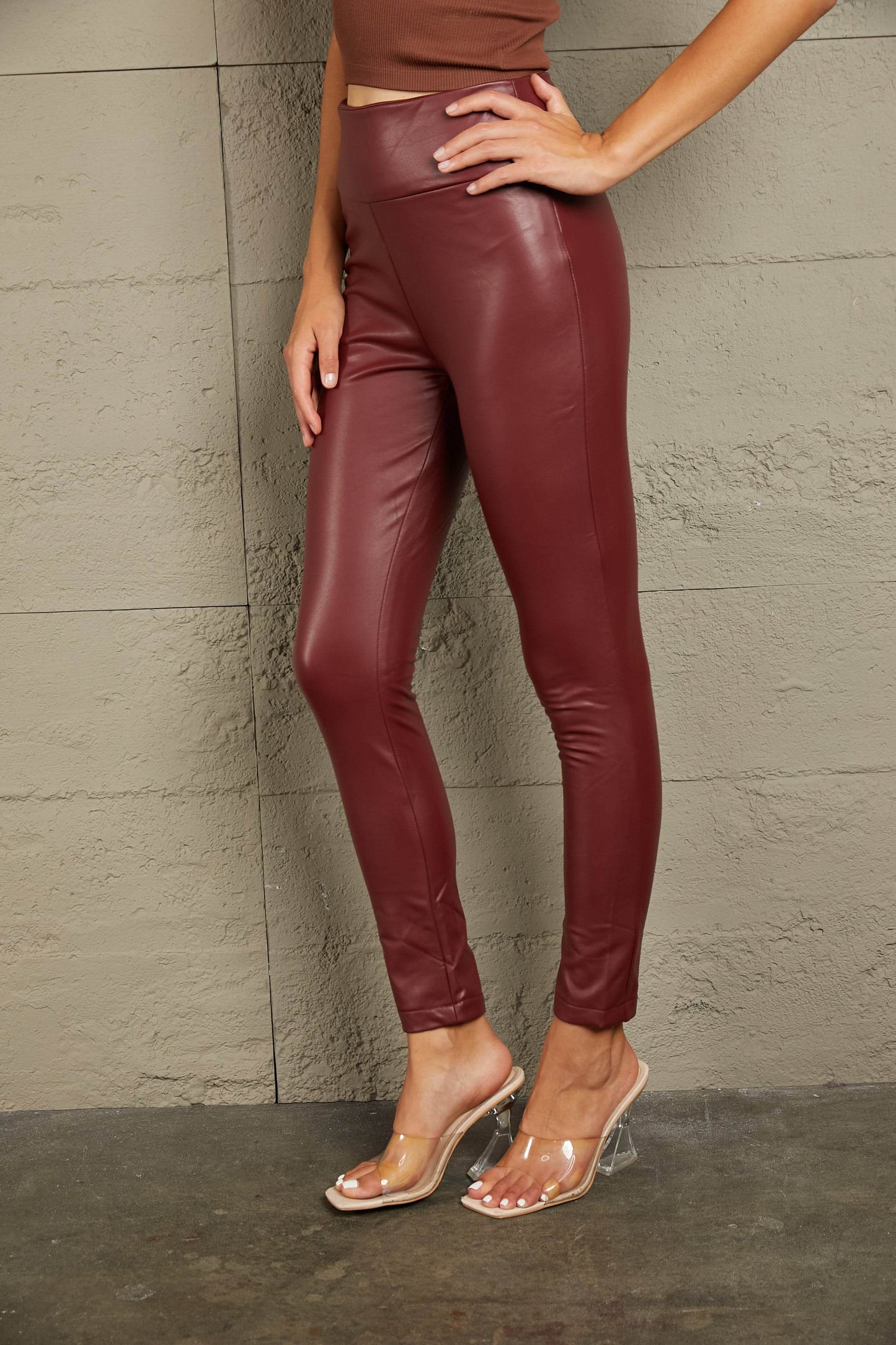 Ivy Lane PU High Waist Straight Pants Trendsi d1dbf251d6404366ae52319ba9f53a2d-Max