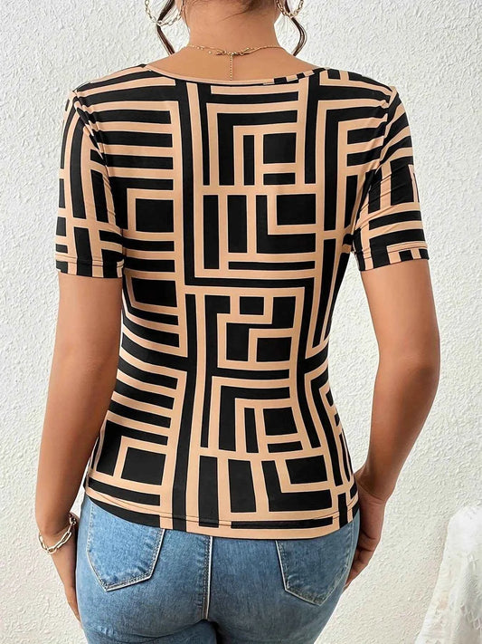 Geometric Print Cutout Short Sleeve T-Shirt Trendsi d2065f54099247a28bb51d670120cf34-Max-Origin