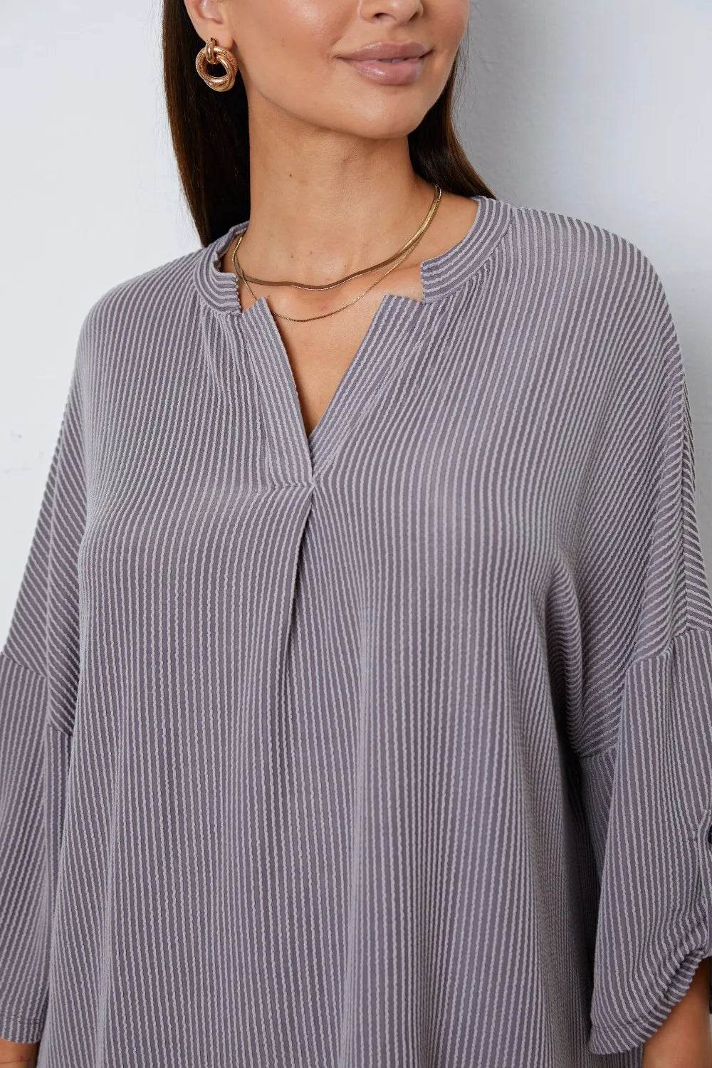 Notched Roll-Tab Sleeve Blouse Trendsi d22b1b67-d034-4453-b71c-b51161d4c1ff-Max